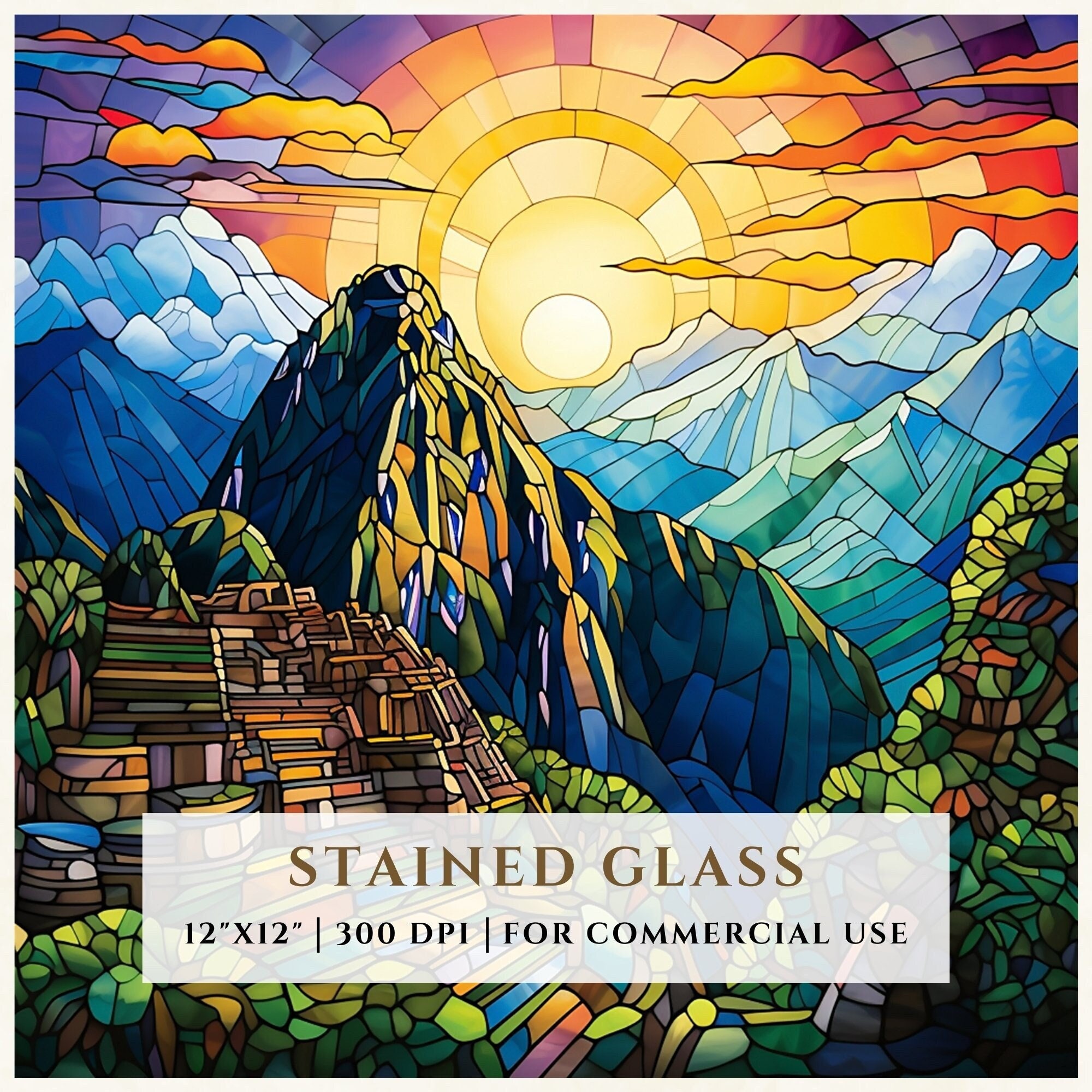 マチュピチュのステンドグラス模様、インカの城塞、ペルー、昇華