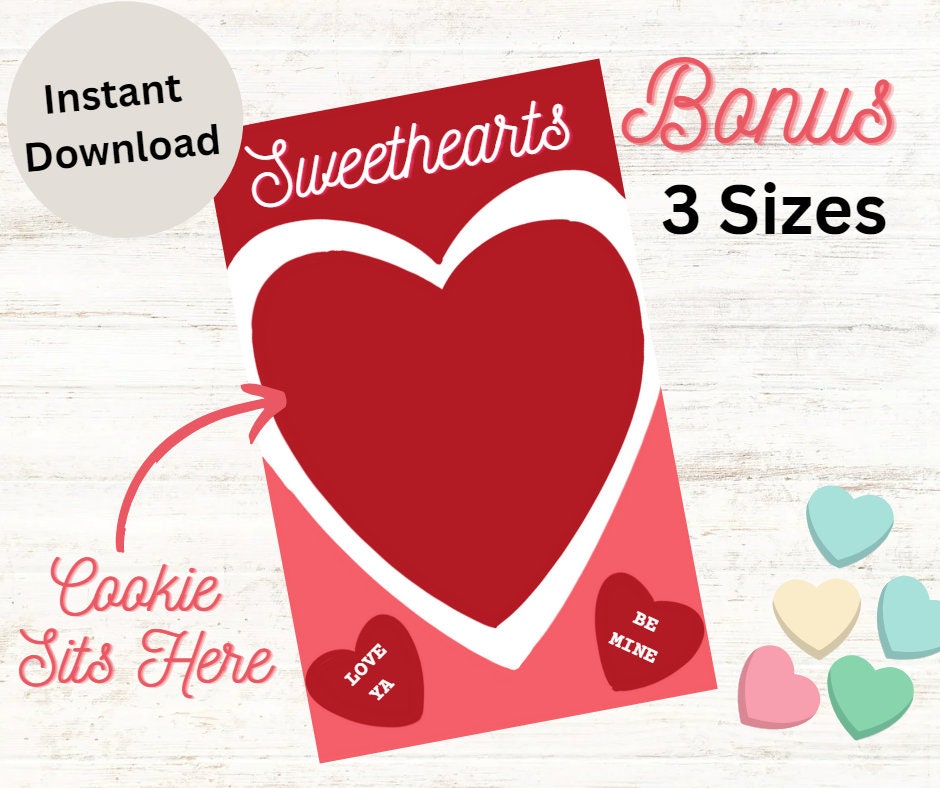 Sweethearts Valentine Cookie Card Candy Box Design -printable in 4 ...