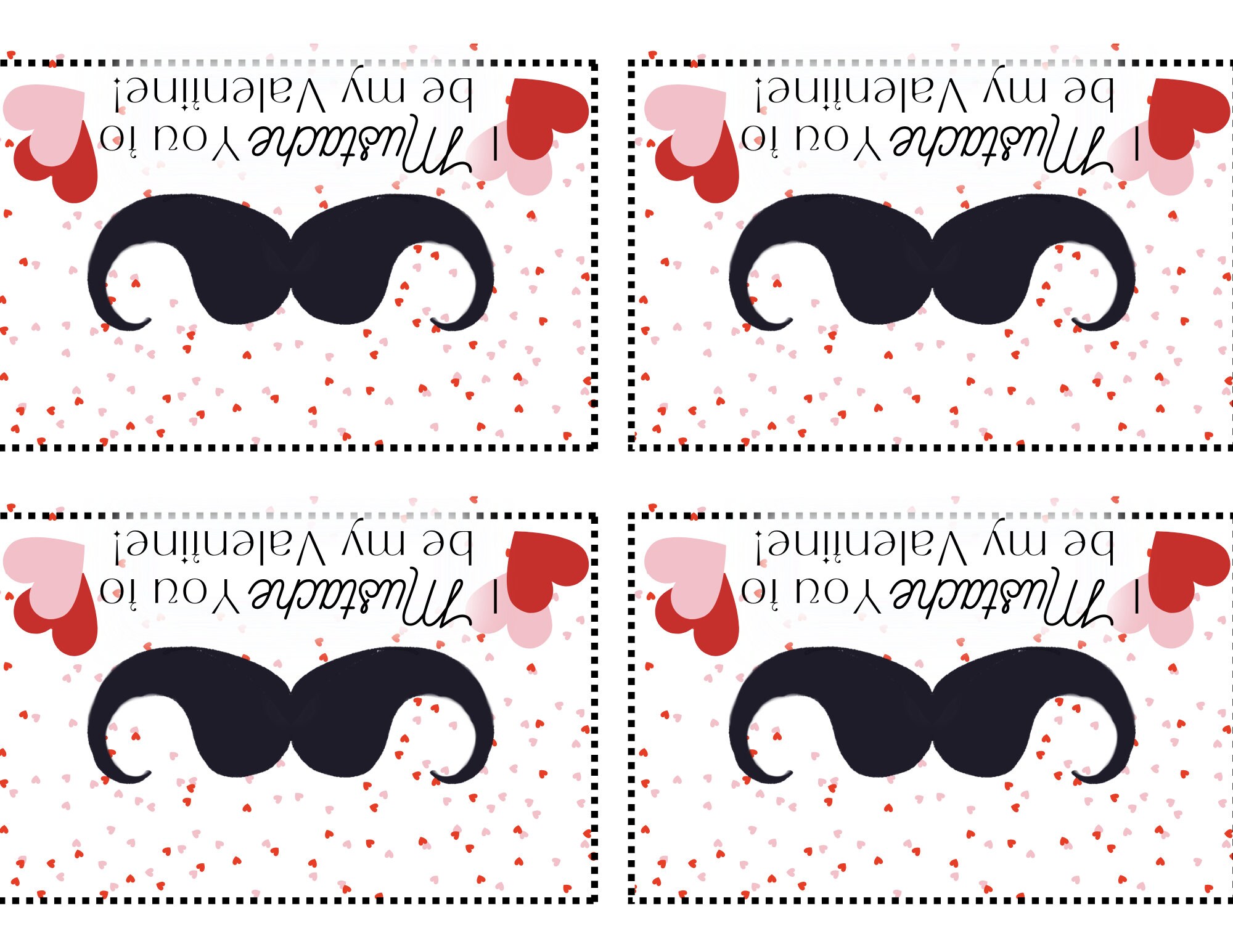 Mustache Valentine Cookie Card printable in 3 Sizes - Etsy