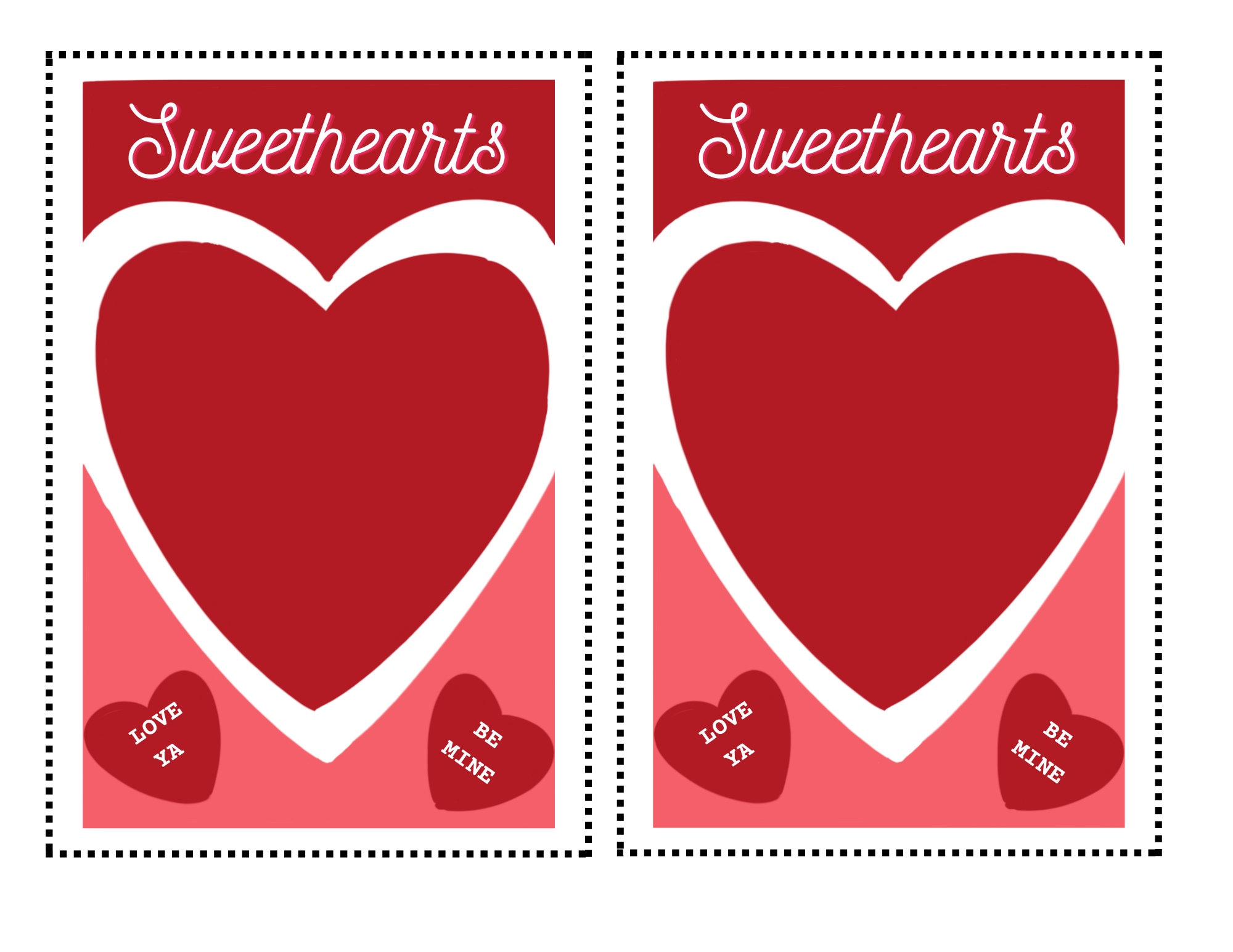 Sweethearts Valentine Cookie Card Candy Box Design printable in 3 Sizes