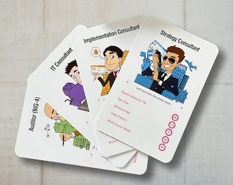 Business quartet/ card game (consulting, investment banking, Justus, business administration, hedge fund Henning)