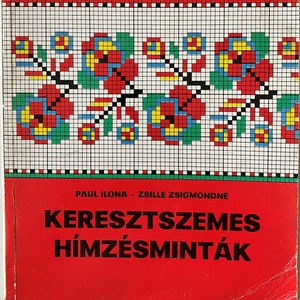 Keresztszemes hímzésminták (Cross-stitch embroidery patterns) vintage paper book