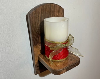 Rustic Wooden Wall Hanging Sconce, Candle Holder, Small Shelf Set of 2 Handmade From Knotty Pine Wood