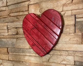 Handmade Modern Rustic Wooden Wall Hanging Heart Made from Random Wood Pieces Wall Art