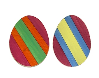 Easter Egg Multi-colored Wooden Wall Hanging Egg Made from Random Wood Pieces