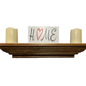 Wide Crown Molding Wood Floating Shelf ,Handmade of Solid Pine Stained Wall Hanging Shelf / Decorative Shelf / Mantle Shelf