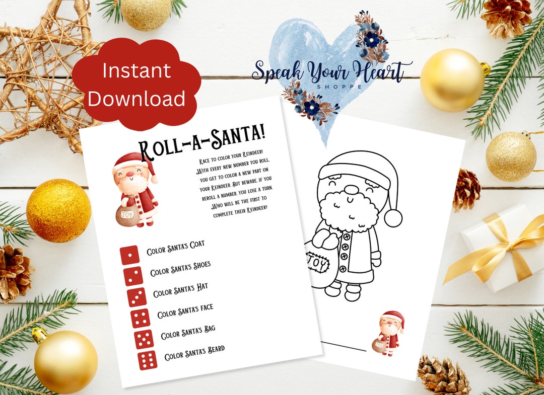 Printable Christmas Roll a Santa Family Dice Game  Fun