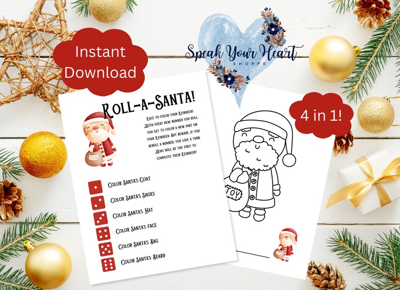Printable Christmas Family Dice Game Bundle Fun Christmas Activity for