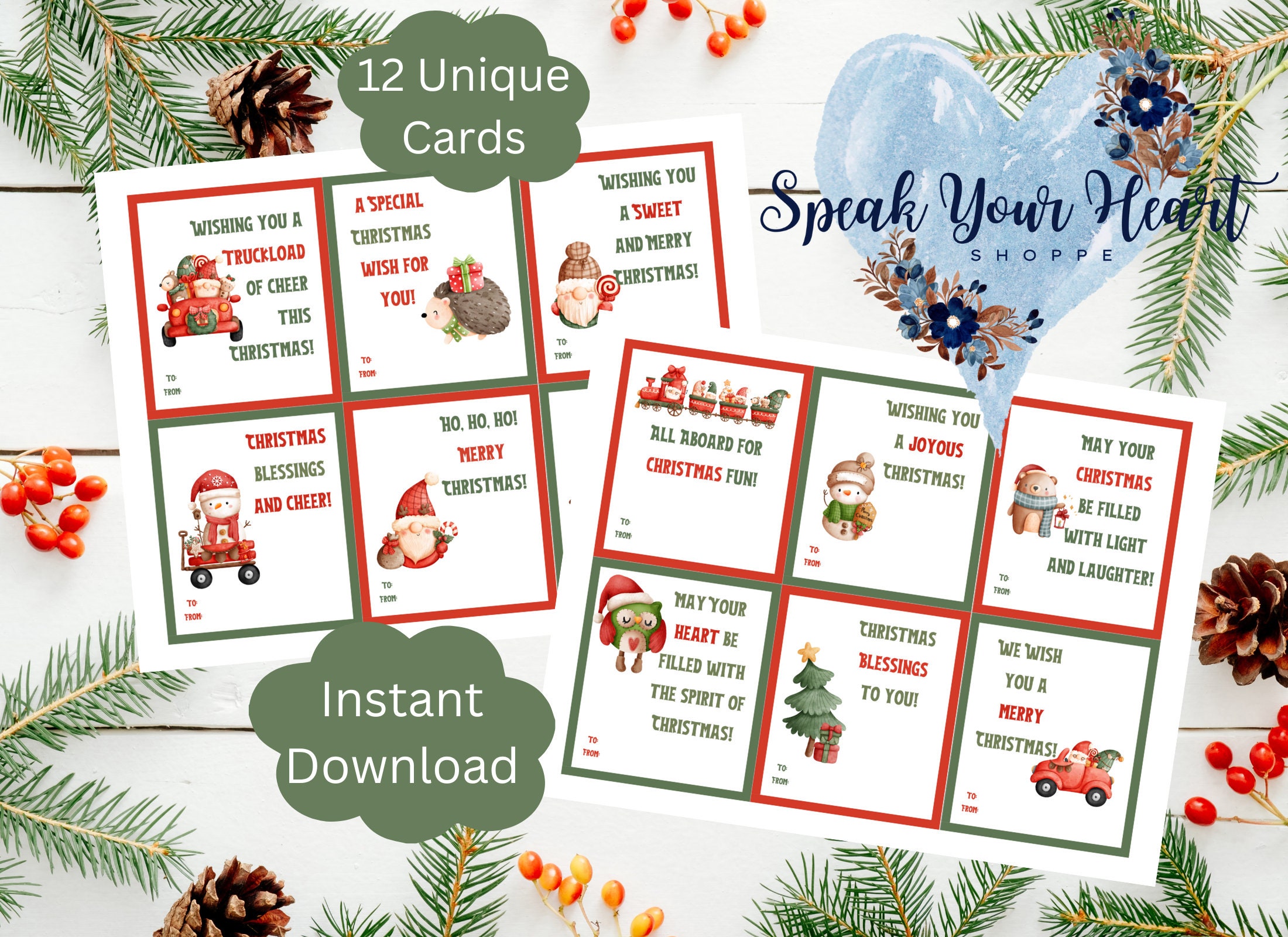 Printable Classroom Christmas Cards for Kids DIY Christmas Notes for ...
