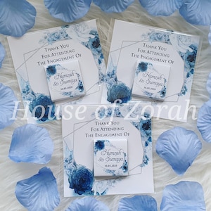 Personalised Dusty Blue Silver Floral Favour Chocolate Wedding Card Gift Party Pouch