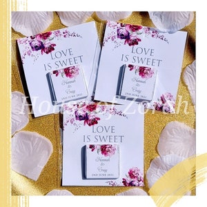 Sacchetto regalo per festa di nozze con carta di cioccolato floreale rosa minimale personalizzato