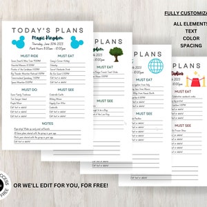 Editable Theme Park Trip Planner | Daily Park Plans Organization for Digital OR Print use! Travel Planner Orlando Trip | Wdw daily Itinerary