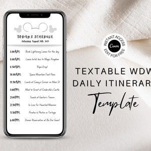 Editable Theme Park Trip Planner | Textable WDW Daily Itinerary | Park Plans Organization Orlando Trip Travel Planner | WDW daily Itinerary