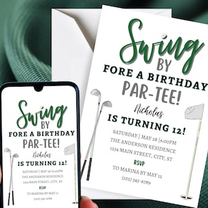 Golf Birthday Invitation ANY AGE! Birthday Golf Invite | Instant Download Template for Print OR digital use | Boy Men birthday Invitation