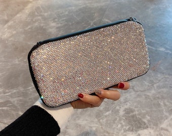 Cartera de lujo Diamond Bling / Monedero / Cuero / Espumoso / Viaje / Embalaje / Almacenamiento / Pasaporte