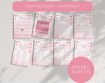 Galentine's Games, Valentine's Day Games, Printable Games, Galentines Day Party Games Bundle, Ladies Night Games, Brunch Games