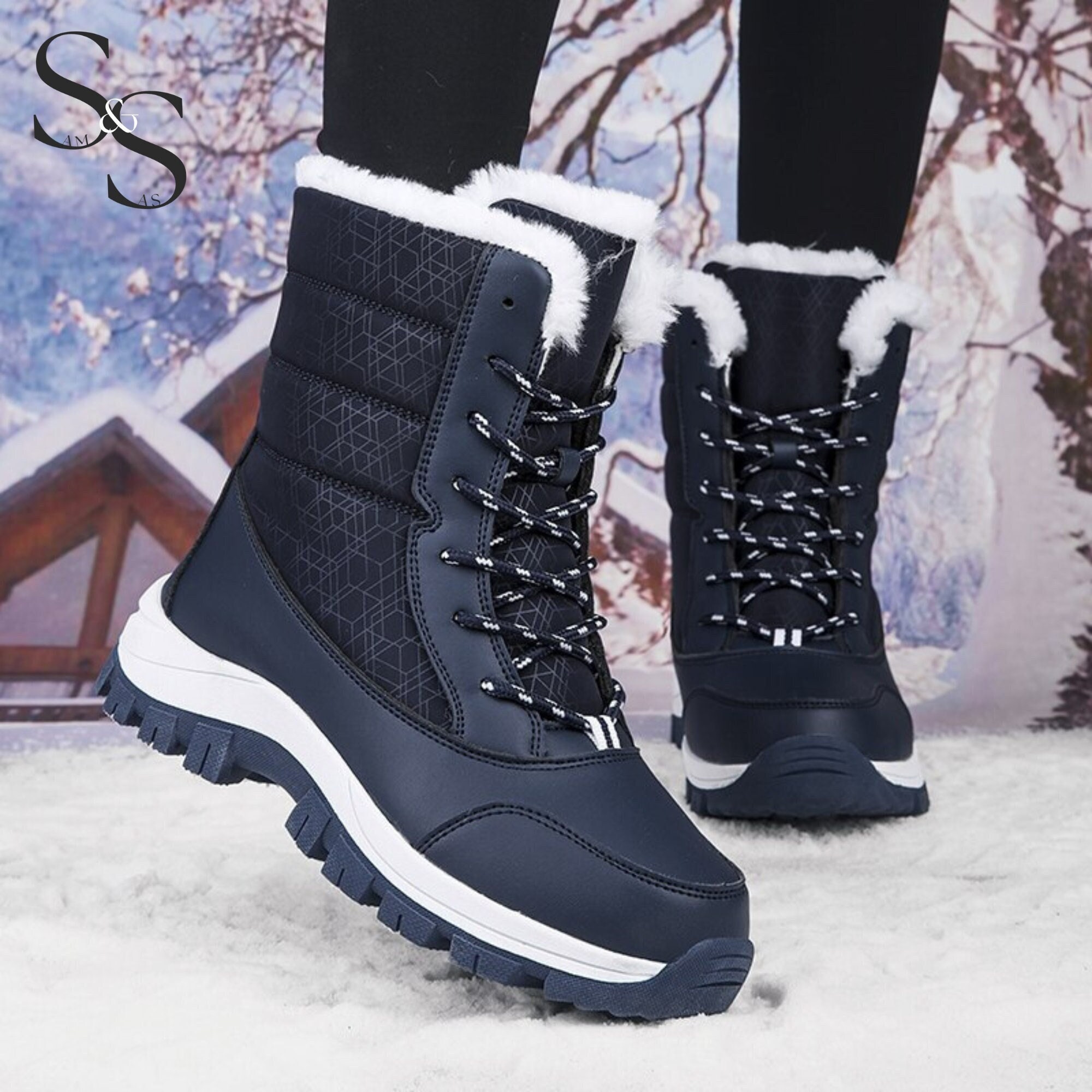 Women's Winter Snow Boots Waterproof Short Boots Soft Plush Warm Ankle  Booties Anti Skid Thick Soled for Trekking Climbing Shopping Work , beige,  35 