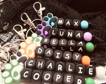 Personalized Paw Print Keychain – Custom Pet Name Keepsake