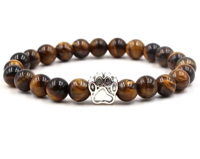 Paw Print Natural Stone Bracelet