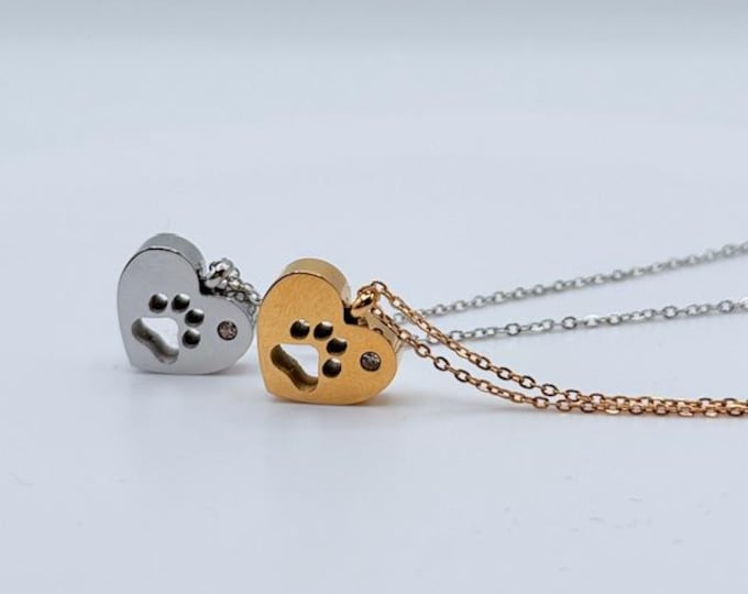 Chic Canine Charm: Personalized Paw Print Necklace for Dog Lovers - 16" Gold or Silver"