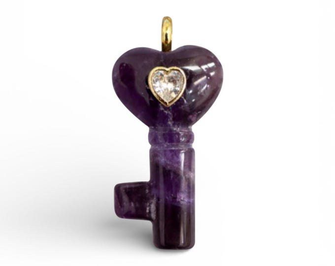 Natural Stone Key Charm- Boho Gemstone Charm