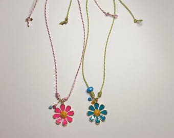 Braided Fabric Necklace | Gold-Plated Sunflower Pendant