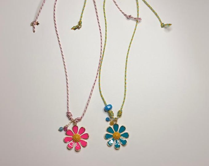 Braided Fabric Necklace | Gold-Plated Sunflower Pendant