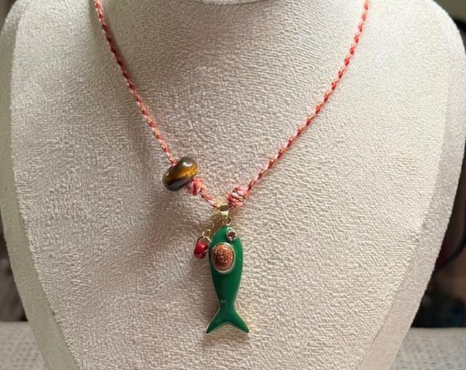 Colorful Fish Charm Necklace – Ocean Pendant on Adjustable Cord