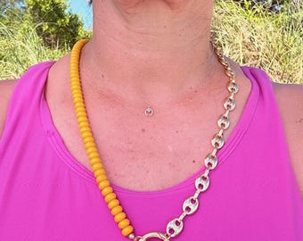 Celestial Sunburst Mixed Chain Charm Necklace