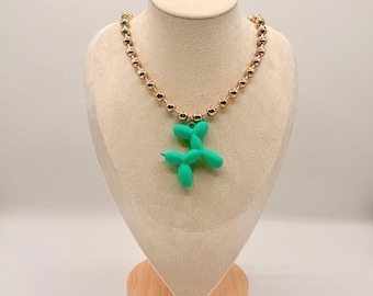 Gold Balloon Dog Necklace – Whimsical Pup Pendant Jewelry