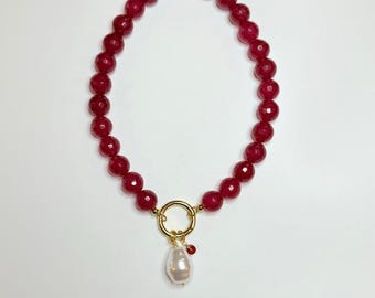 Handmade Gemstone Statement Necklaces – Lapis Lazuli, Pink Pearl & Rainbow Beaded Jewelry for Women