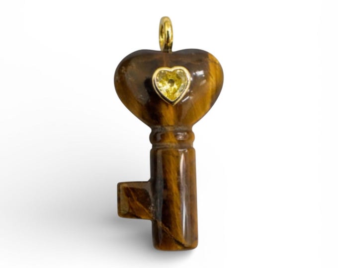 Love Stone Key Charm – Natural Stones in Assorted Colors