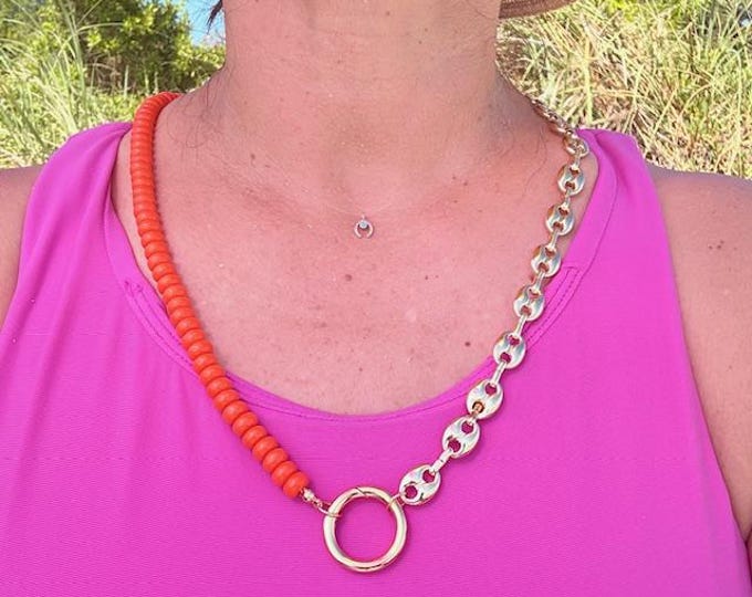 Celestial Sunburst Mixed Chain Charm Necklace
