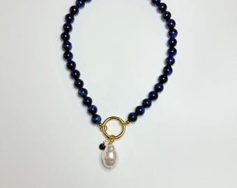 Handmade Gemstone Statement Necklaces – Lapis Lazuli, Pink Pearl & Rainbow Beaded Jewelry for Women