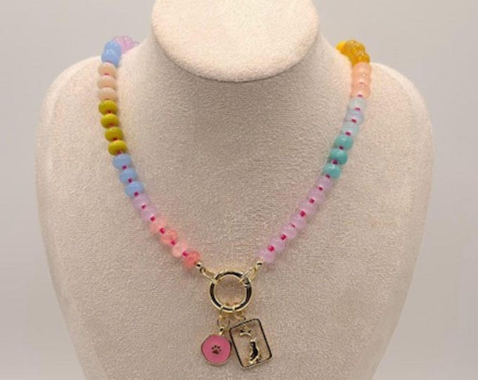 Natural Agate Beaded Healing Necklace – 14K Gold Plated Pendant – Crystal Energy Beads – Spiritual Gift for Her – Boho Jewelry
