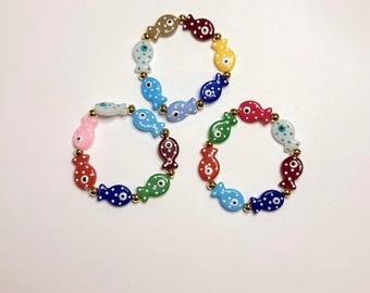 Colorful Fish Charm Bracelets – Adjustable Boho Beach Jewelry for Women and Girls