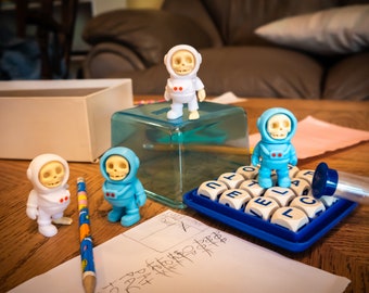 Tiny Skeleton Astronaut Fidget Toy, Keychain