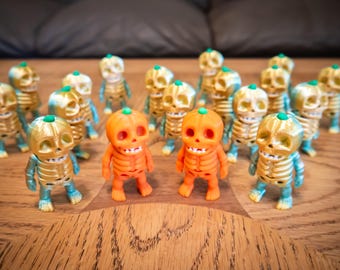 Tiny Pumpkin Skeleton Fidget Toy, Keychain