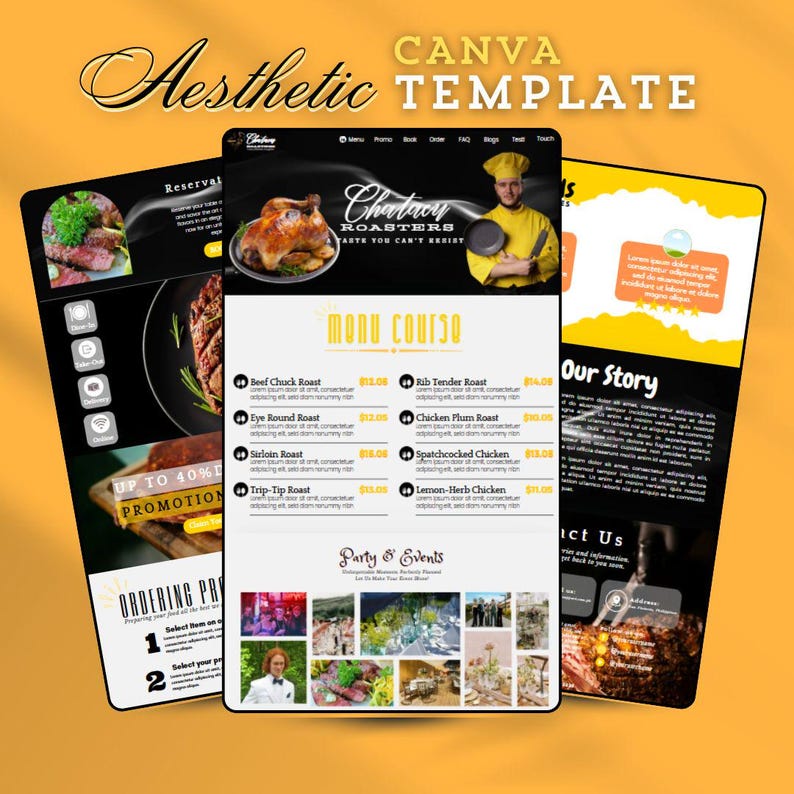 Modern, Creative and Responsive Restaurant Canva Website Template ...