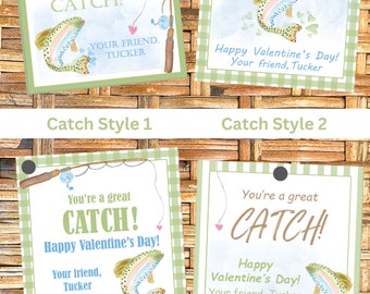 Watercolor Fish Valentine Gift Tags, Personalized Kids Valentines