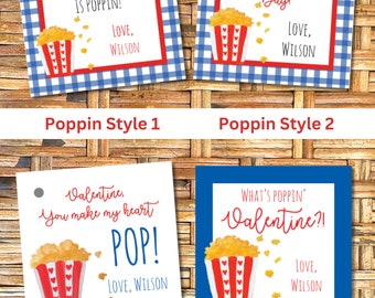Watercolor Popcorn Valentine Gift Tags, Personalized (Set of 24)