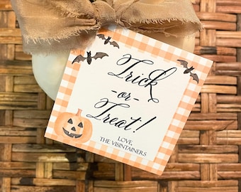 Personalized Trick or Treat Halloween Tags, Pack of 24