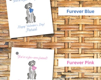 Valentine gift tags, Lab Fur-ever friend, Labrador gift tags for kid's Valentines