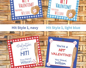 Personalized Baseball Valentine Gift Tags, Kid's Valentines (Set of 24)
