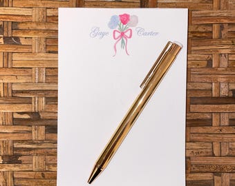 Personalized Notepad with Watercolor hydrangea flowers