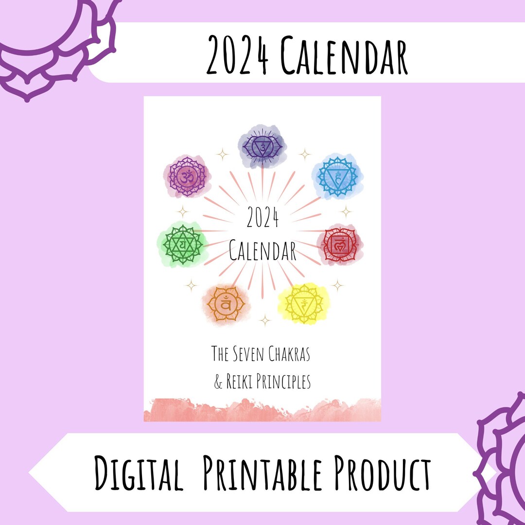 2024 Printable Calendar Chakra Calendar With Affirmations and Etsy