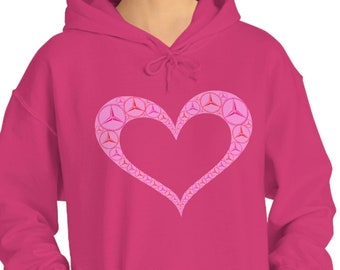Mercedes-Benz Valentines Herz Hoodie Sweatshirt - Valentinsgeschenk, Mercedes Liebhaber, Herz Sweatshirt, Mercedes Sweatshirt.