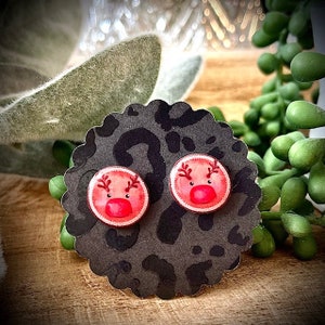Rudolph Earrings, Reindeer Christmas Studs, Winter Jewelry, Custom Christmas Jewelry, Rudolph Studs, Reindeer Earrings, Gift for Her