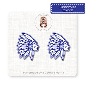 Warriors Earrings, Warrior Studs, Warrior Jewelry, Game Day Jewelry, Warrior Fans, Warrior Mascot Earrings, Gift for Her, Gift for Teacher