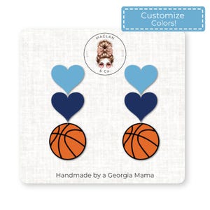 Pendientes de baloncesto, pendientes de espíritu escolar, pendientes deportivos para el día del juego, espíritu escolar, joyas para mamás deportistas, regalo para maestras, pendientes para el día del juego